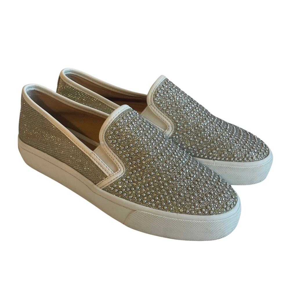 INC International Concepts Sammee Rhinestone Slip-On Sneaker Silver Women's 6